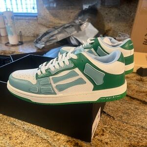 AMIRI Green and White Low-Top Sneakers